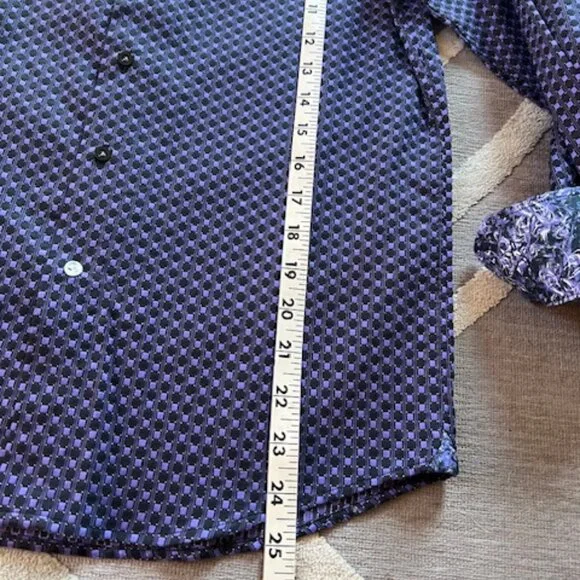 Robert Graham Shirt Flip Cuff Button Up Purple Pattern Youth Large 14-16 - Picture 9 of 11